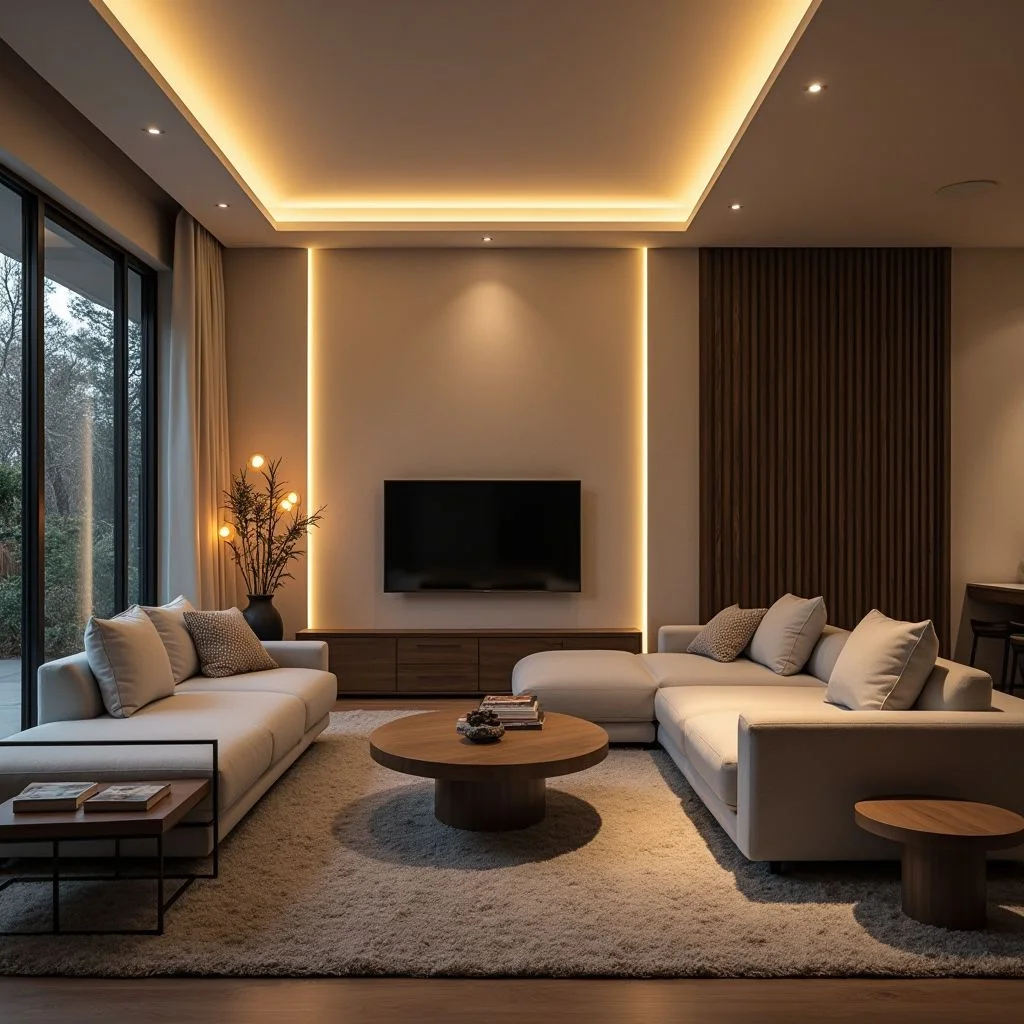 servicios de interiorismo de alta gama en un salón contemporáneo
